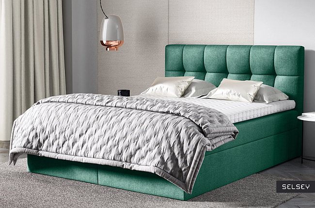 łóżko kontynentalne w kolorze turkusowym