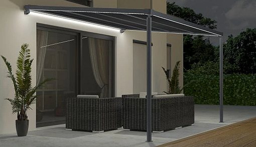pergola tarasowa z oświetleniem